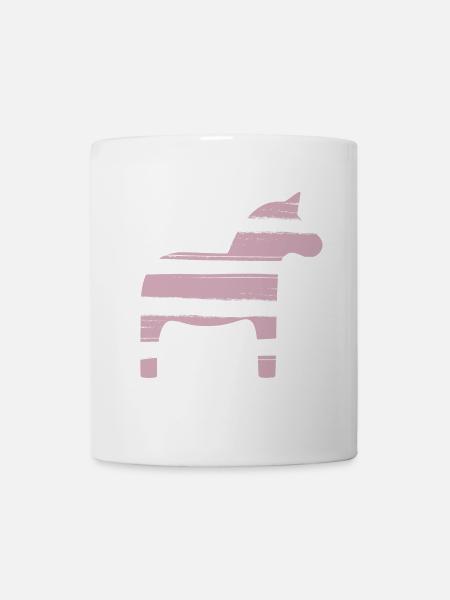 Dalapferd Streifen rosa Mädchen skandinavisch Deko - Tasse - Weiß