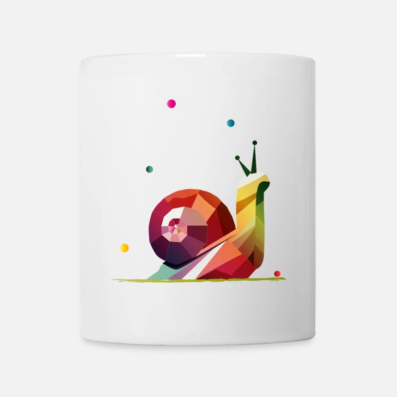 farbenfrohe Schnecke im geometrischen Design - Tasse - Weiß