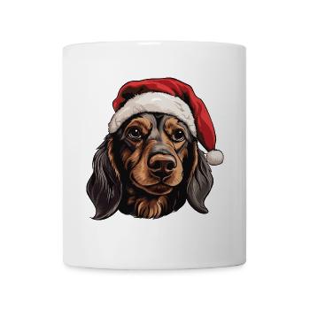 Dackel Hund Kopf Weihnachten - Tasse - Weiß - Vorne