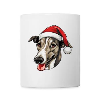Greyhound Dog Head Christmas Portrait - Mug - white - Front