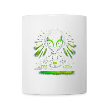 Alien DJ Vibes – Conception de rythmes verts cosmiques - Mug blanc - blanc - Devant