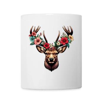 Cerf avec des fleurs - Mug blanc - blanc - Devant