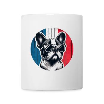 Bouledogue français Frenchie avec lunettes de soleil - Mug blanc - blanc - Devant