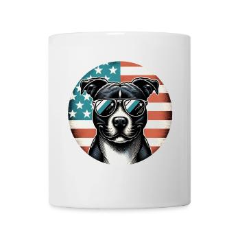 Staffordshire Terrier Staff avec lunettes de soleil - Mug blanc - blanc - Devant