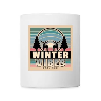 Winter Vibes: Retro Sunset & Nature - Mug - white - Front