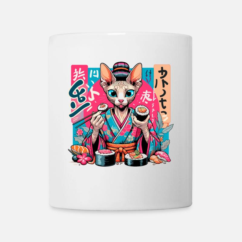 Sushi Sphynx Cat Maki Kimono Cadeau - Mug blanc - blanc