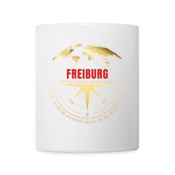 Koordinaten Freiburg - Tasse - Weiß - Vorne