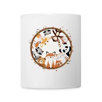 Circle full of cute animals like fox, panda,raccoon - Mug - white - Front