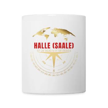 Koordinaten Halle Saale - Tasse - Weiß - Vorne