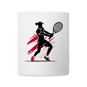Tennis tennis player silhouette, red-black - Mug - white - Front