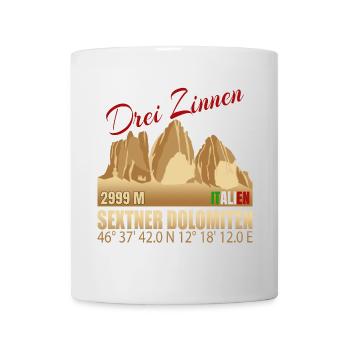 Drei Zinnen Koordinaten - Tasse - Weiß - Vorne