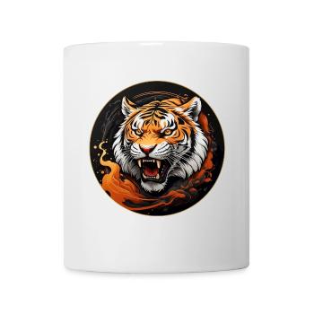 Portrait de tigre Big Cat Design Tigre sifflant - Mug blanc - blanc - Devant
