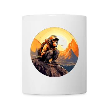 Singe Randonnée / Singe Alpiniste - Mug blanc - blanc - Devant