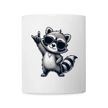 Waschbär mit Rock Pose Raccoon Rock Musik Musiker - Tasse - Weiß - Vorne