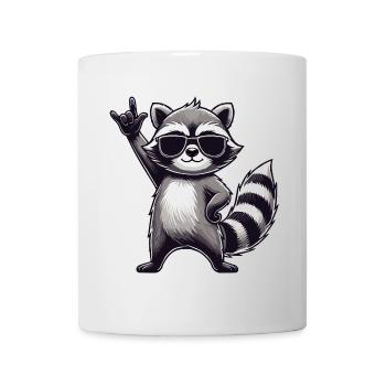 Waschbär mit Rock Pose Raccoon Rock Musik Musiker - Tasse - Weiß - Vorne