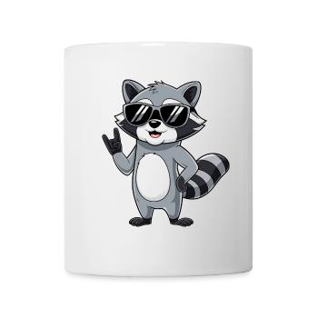 Waschbär mit Rock Pose Raccoon Rock Musik Musiker - Tasse - Weiß - Vorne