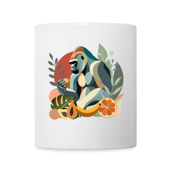 Fier gorille avec banane en environnement tropical - Mug blanc - blanc - Devant