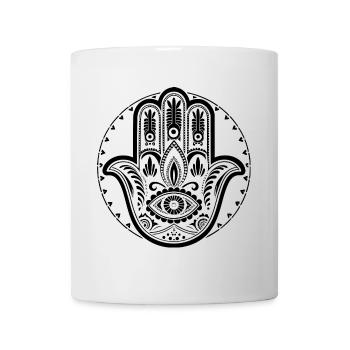 Hamsa - Hand der Fatima - Schutz und Segen - Tasse - Weiß - Vorne