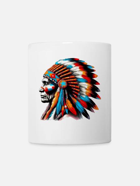 Amerikanisch, Indianer, Amerikaner - Tasse - Weiß