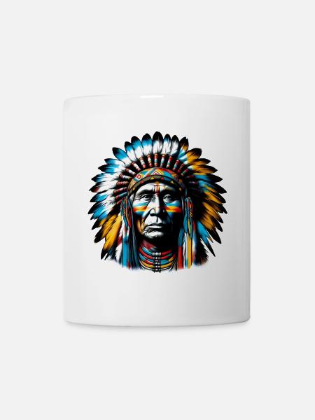Amerikanisch, Indianer, Amerikaner - Tasse - Weiß
