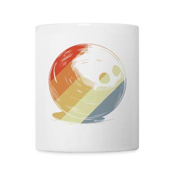 Oldschool Bowlingkugel - Tasse - Weiß - Vorne