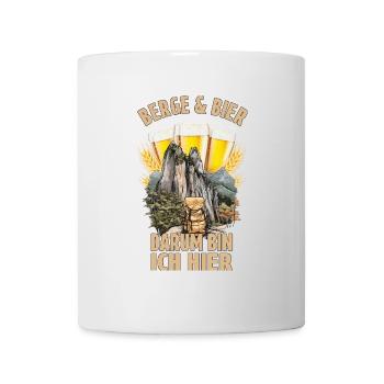 Berge & Bier, darum bin ich hier - Tasse - Weiß - Vorne
