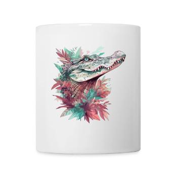 Alligator Krokodil Kaiman Reptil Raubtier Tier - Tasse - Weiß - Vorne
