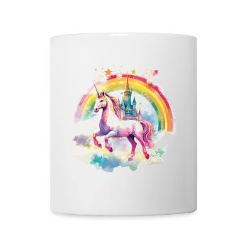 Einhorn Regenbogen Schloss Bunt Magie Fantasie - Tasse - Weiß - Vorne
