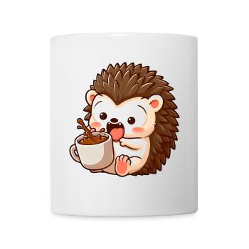 Igel Koffein Comic lustiger schockierter Igel - Tasse - Weiß - Vorne