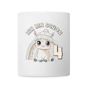 4ème anniversaire Alpaga Lama Arc-en-ciel Mignon Mignon - Mug blanc - blanc - Devant