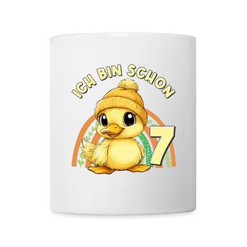 7. Geburtstag Ente Regenbogen Süß Niedlich - Tasse - Weiß - Vorne
