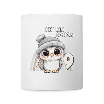 9. Geburtstag Eule Regenbogen Süß Niedlich - Tasse - Weiß - Vorne