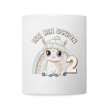 2ème anniversaire Alpaga Lama Arc-en-ciel Mignon Mignon - Mug blanc - blanc - Devant
