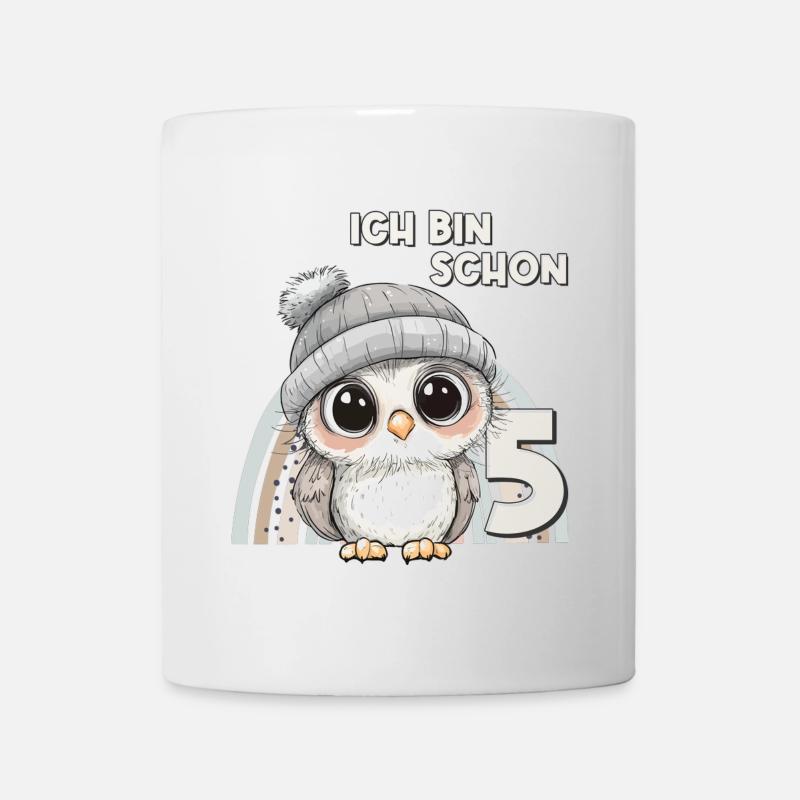 5th Birthday Owl Rainbow Cute Cute - Mug - white