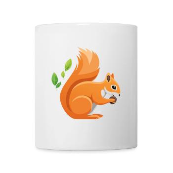 Playful squirrel print with leaves - Mug - white - Front