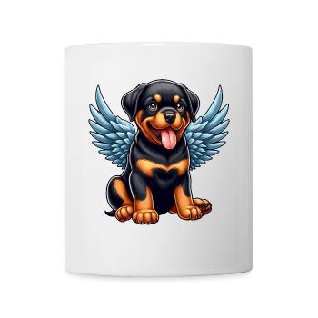 Cute Rottweiler Angel Chibi Cartoon - Mug - white - Front
