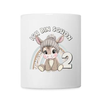 2. Geburtstag Esel Regenbogen Süß Niedlich - Tasse - Weiß - Vorne
