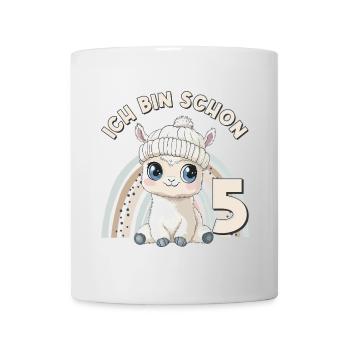 5ème anniversaire Alpaga Lama Arc-en-ciel Mignon Mignon - Mug blanc - blanc - Devant