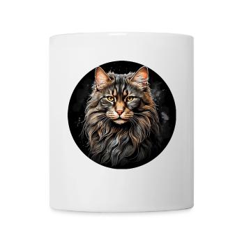 Maine Coon cat portrait in watercolor technique - Mug - white - Front