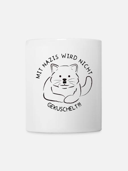 Minimalistische Katzen-Linienzeichnung Nazis raus - Tasse - Weiß