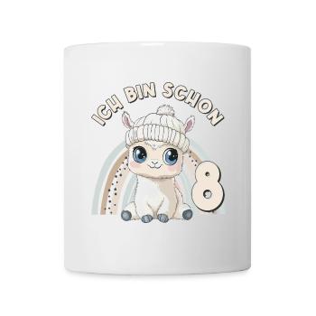 8ème anniversaire Alpaga Lama Arc-en-ciel Mignon Mignon - Mug blanc - blanc - Devant