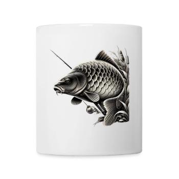 Illustration détaillée de carpe noire et blanche - Mug blanc - blanc - Devant