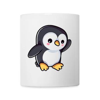 Mignon pingouin de dessin animé ondulant - Mug blanc - blanc - Devant