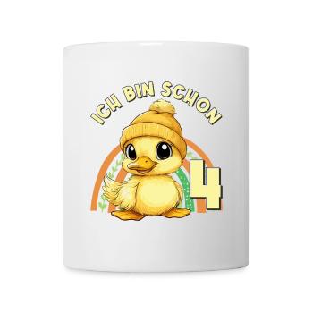 4. Geburtstag Ente Regenbogen Süß Niedlich - Tasse - Weiß - Vorne