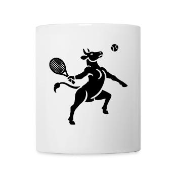 Kuh Tennis Tennisball Balancieren Horn Silhouette - Tasse - Weiß - Vorne