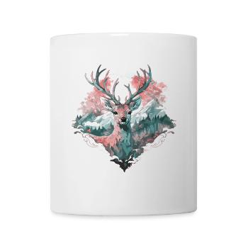 Hirsch Hirschgeweih Tier Natur Wald Wildnis Berge - Tasse - Weiß - Vorne