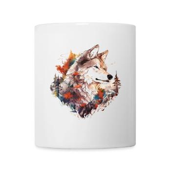 Wolf Wolf's Head Forest Nature Mountains Wilderness Sun - Mug - white - Front