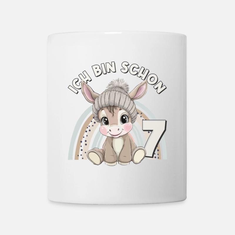 7. Geburtstag Esel Regenbogen Süß Niedlich - Tasse - Weiß