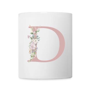 D Monogram, Floral, Personnalisable - Mug blanc - blanc - Devant