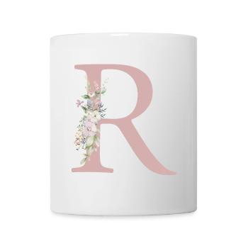 R Monogramm, Floral, personalisierbar - Tasse - Weiß - Vorne
